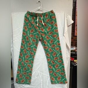 Festive Green Pajama Pants with Gingerbread Print